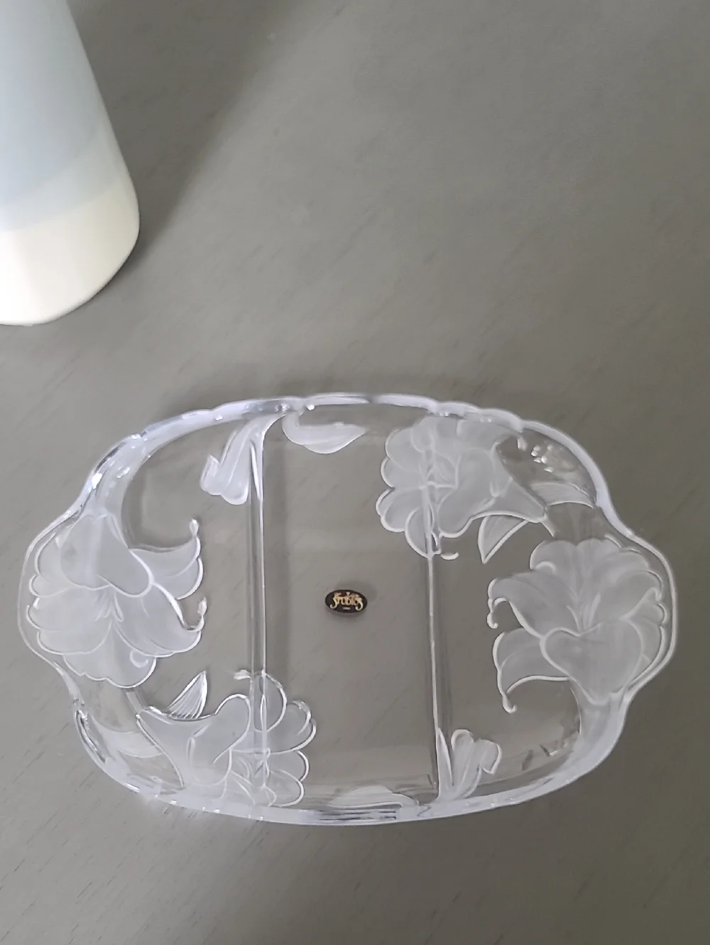 Crystal Clear Studios Japan Frosted Iris Floral Serving Plate